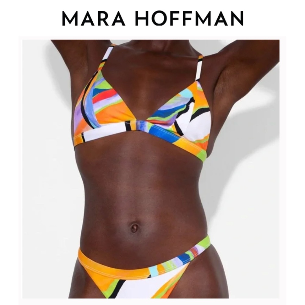 Mara Hoffman Alegasi-Print Astrid Triangle Bikini Top - Picture 1 of 8